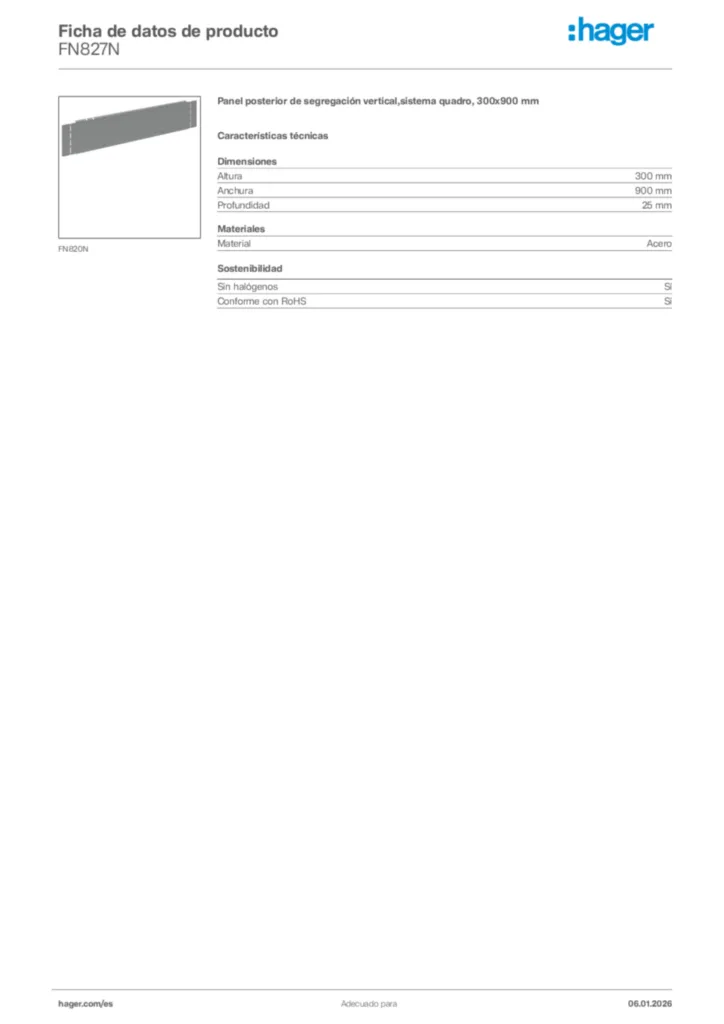 Imagen Hager Ficha de datos de producto FN827N | Hager España