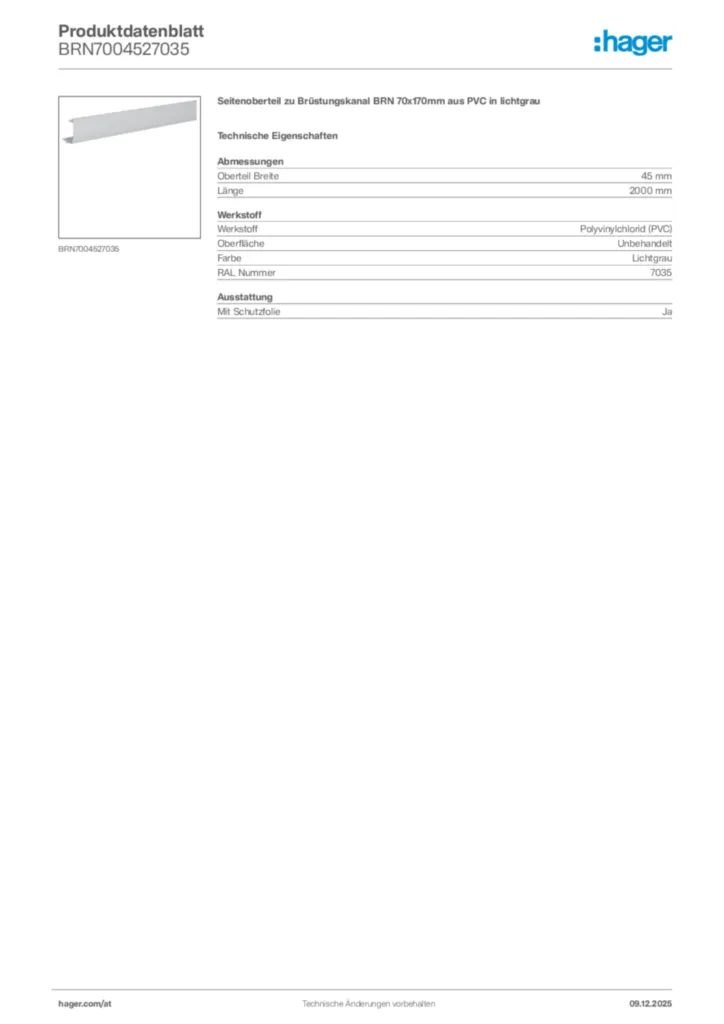 Bild Hager Produktdatenblatt BRN7004527035 | Hager Deutschland