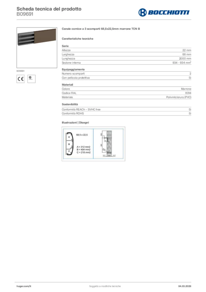 Immagine Bocchiotti Scheda tecnica del prodotto B09691 | Hager Italia