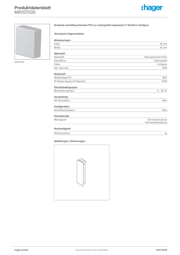 Bild Hager Produktdatenblatt M61137035 | Hager Deutschland