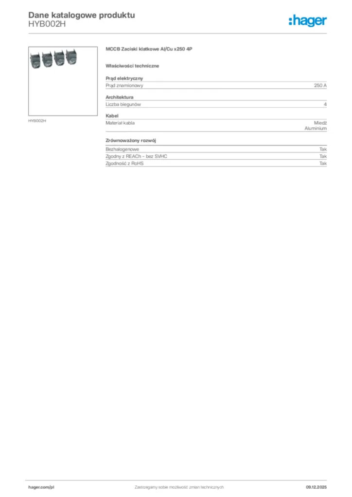 Zdjęcie Hager Dane katalogowe produktu HYB002H | Hager Polska
