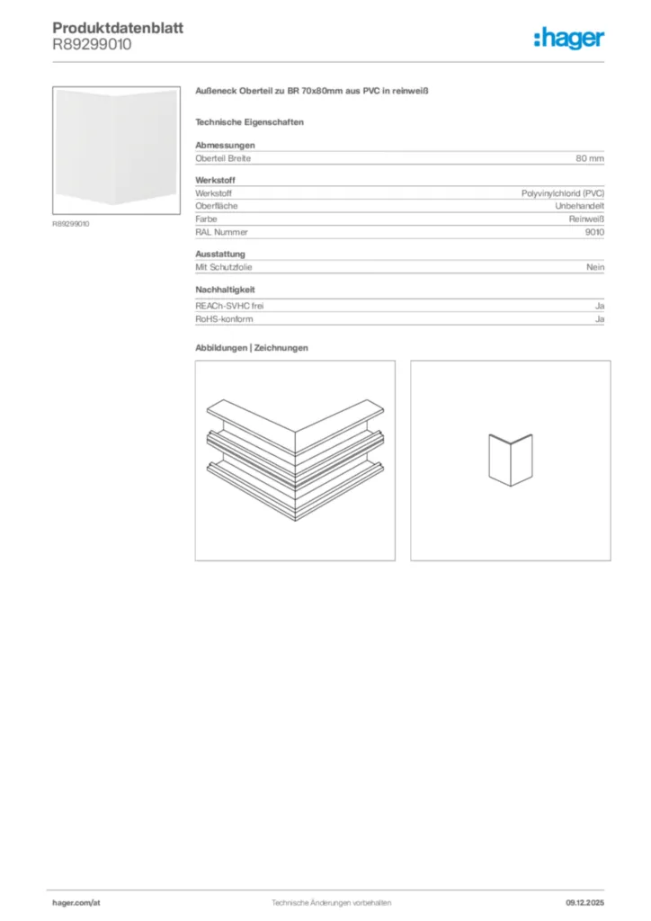 Bild Hager Produktdatenblatt R89299010 | Hager Deutschland