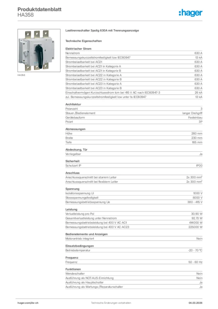 Bild Hager Produktdatenblatt HA358 | Hager Schweiz
