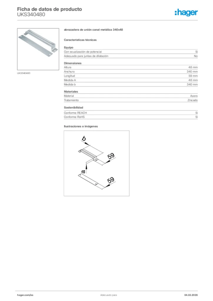Imagen Hager Ficha de datos de producto UKS340480 | Hager España