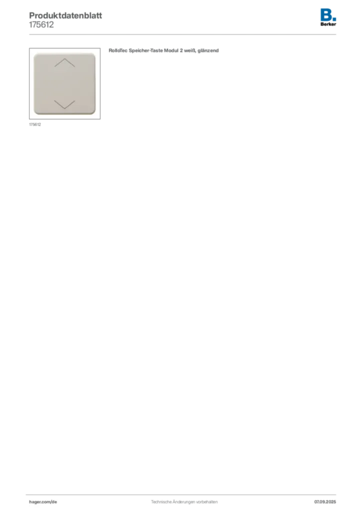 Bild Berker Produktdatenblatt 175612 | Hager Deutschland