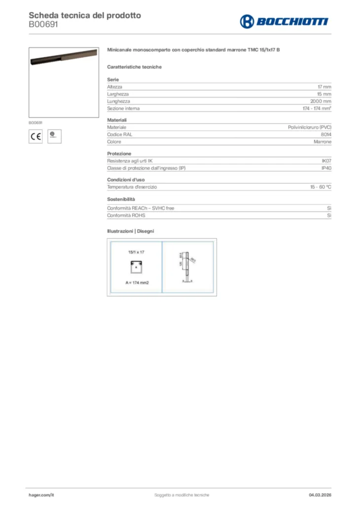 Immagine Bocchiotti Scheda tecnica del prodotto B00691 | Hager Italia