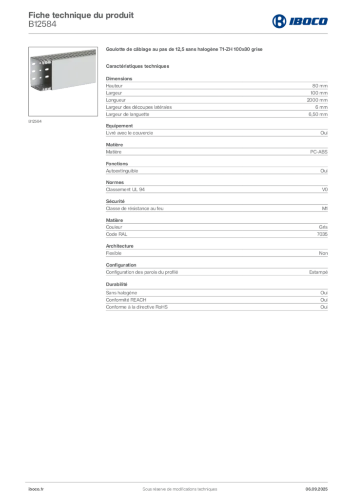 Image Iboco Fiche technique du produit B12584 | Hager France