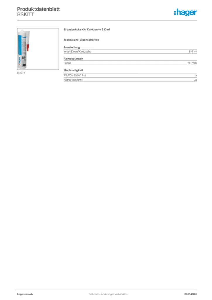 Hager Produktdatenblatt BSKITT