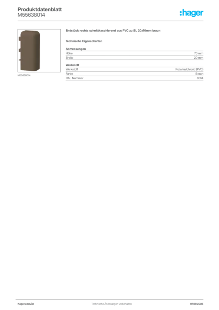 Bild Hager Produktdatenblatt M55638014 | Hager Deutschland