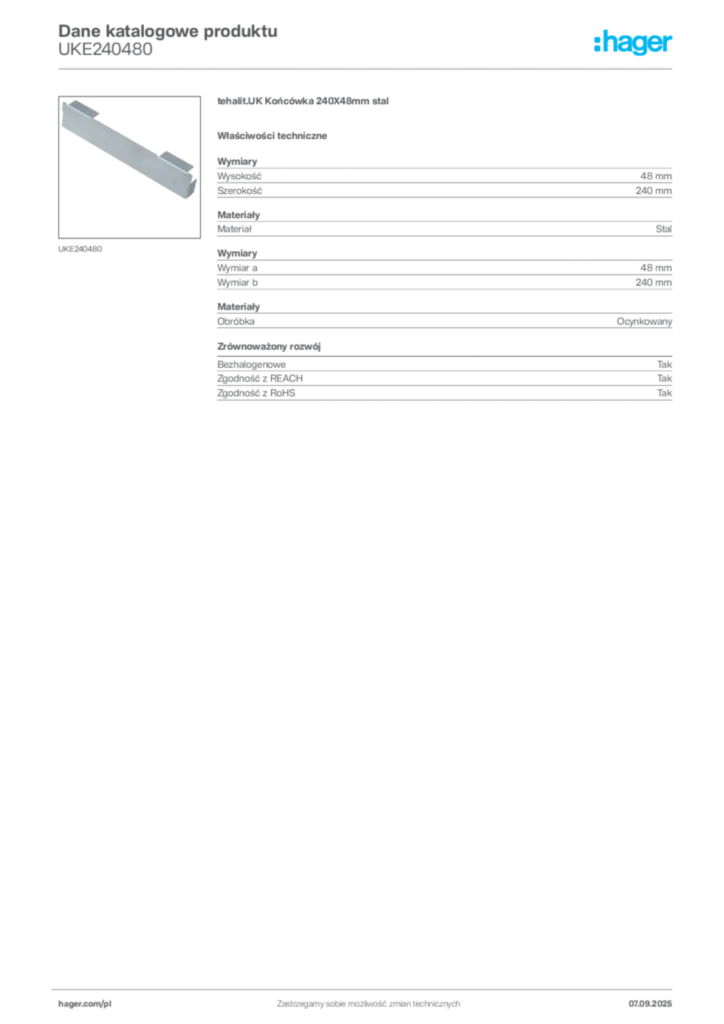 Zdjęcie Hager Dane katalogowe produktu UKE240480 | Hager Polska