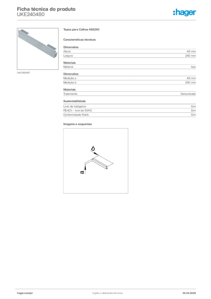 Imagem Hager Ficha técnica do produto UKE240480 | Hager Portugal