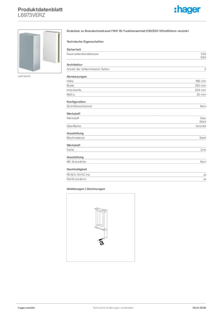 Bild Hager Produktdatenblatt L6973VERZ | Hager Deutschland