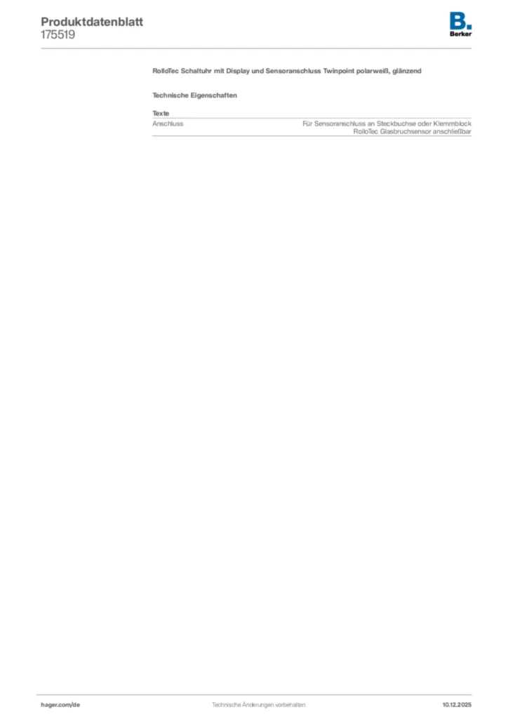 Bild Berker Produktdatenblatt 175519 | Hager Deutschland