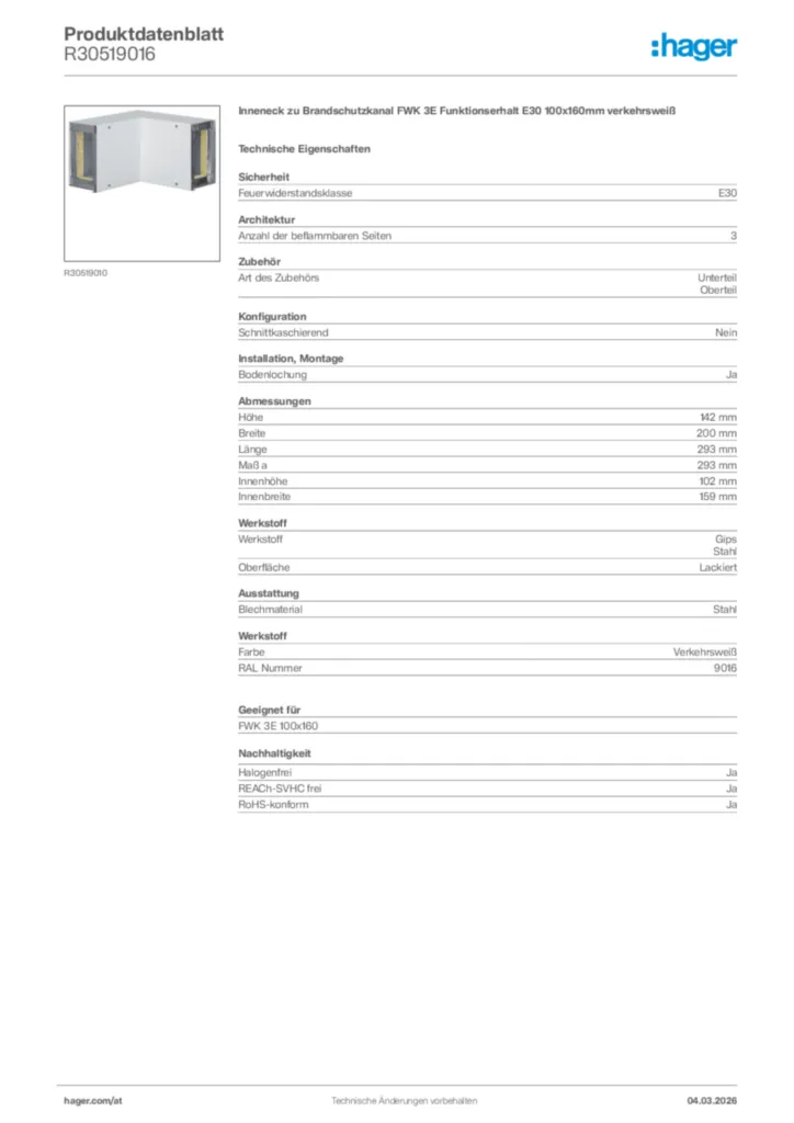 Bild Hager Produktdatenblatt R30519016 | Hager Deutschland