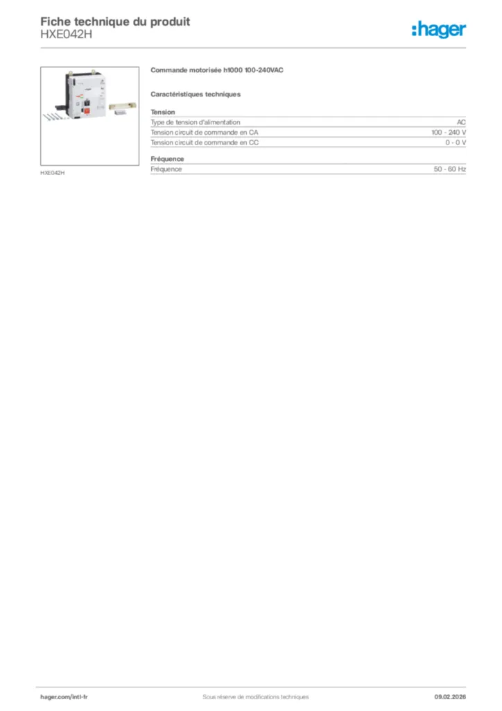 Image Hager Fiche technique du produit HXE042H | Hager Afrique