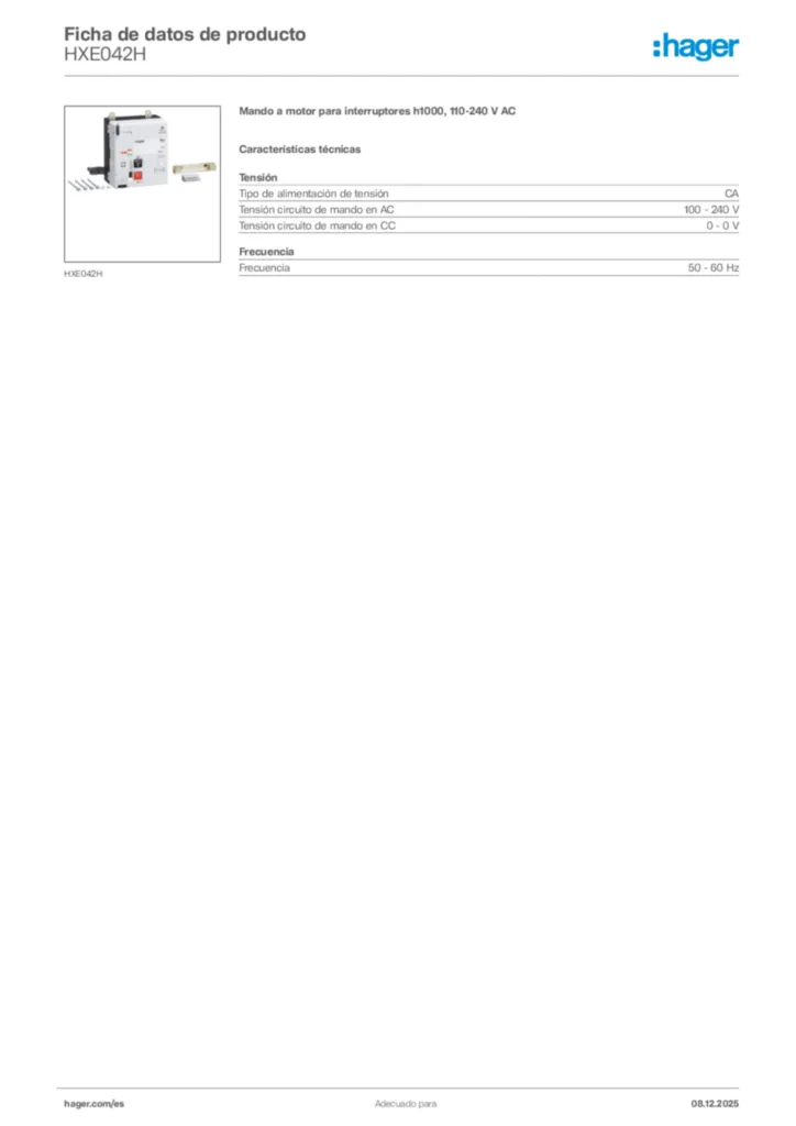 Imagen Hager Ficha de datos de producto HXE042H | Hager España