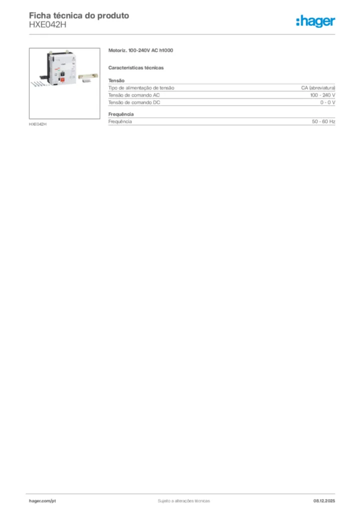 Imagem Hager Ficha técnica do produto HXE042H | Hager Portugal