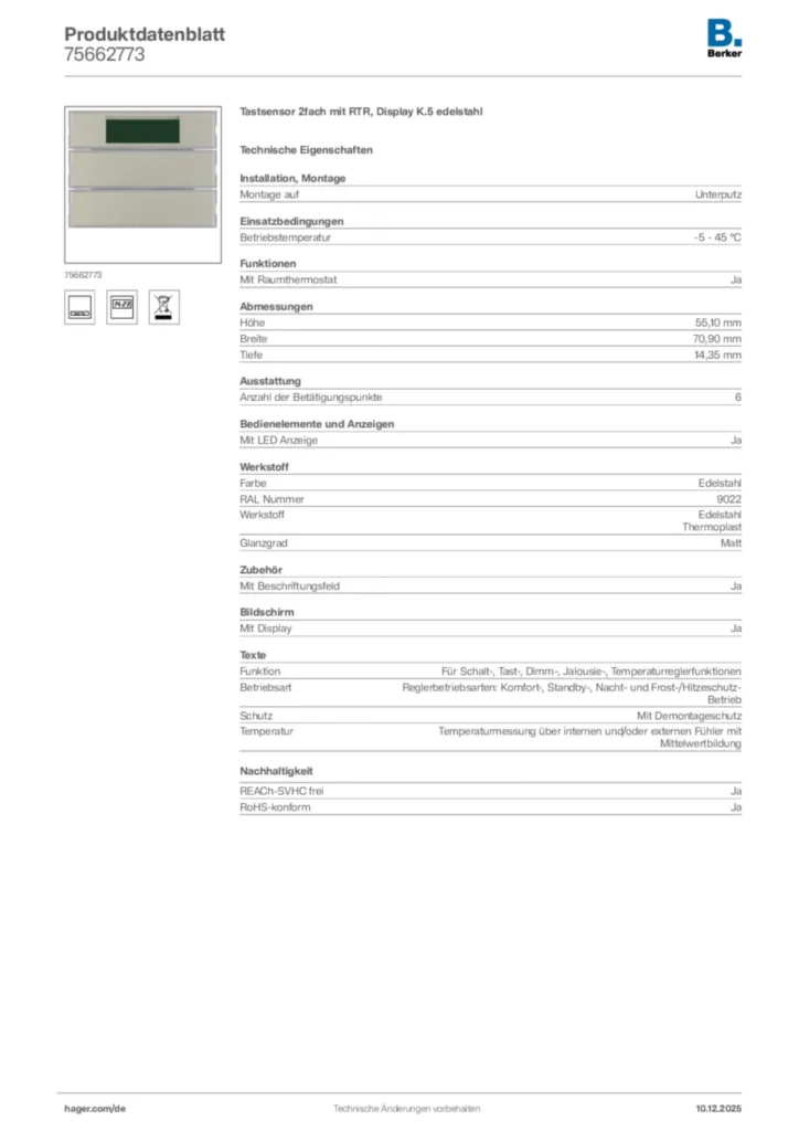 Berker Produktdatenblatt 75662773