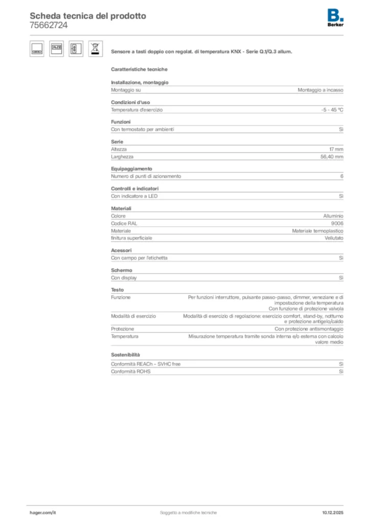 Immagine Berker Scheda tecnica del prodotto 75662724 | Hager Italia