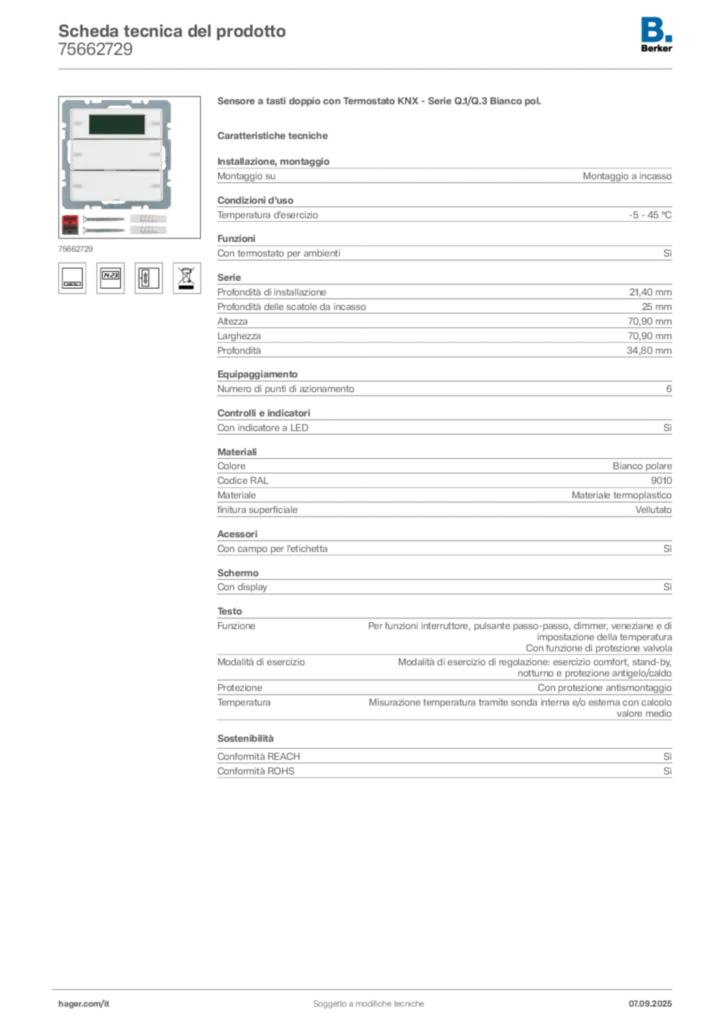 Immagine Berker Scheda tecnica del prodotto 75662729 | Hager Italia