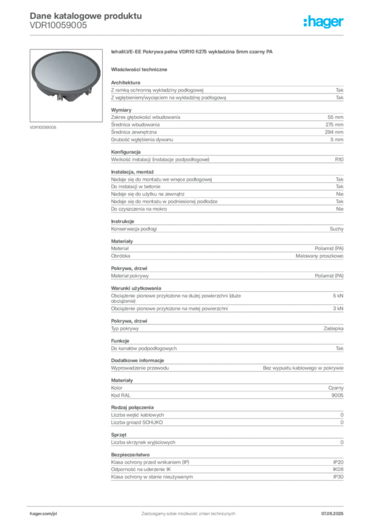 Zdjęcie Hager Dane katalogowe produktu VDR10059005 | Hager Polska