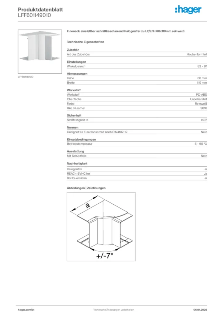 Bild Hager Produktdatenblatt LFF601149010 | Hager Deutschland