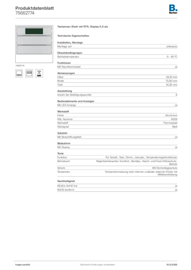 Berker Produktdatenblatt 75662774