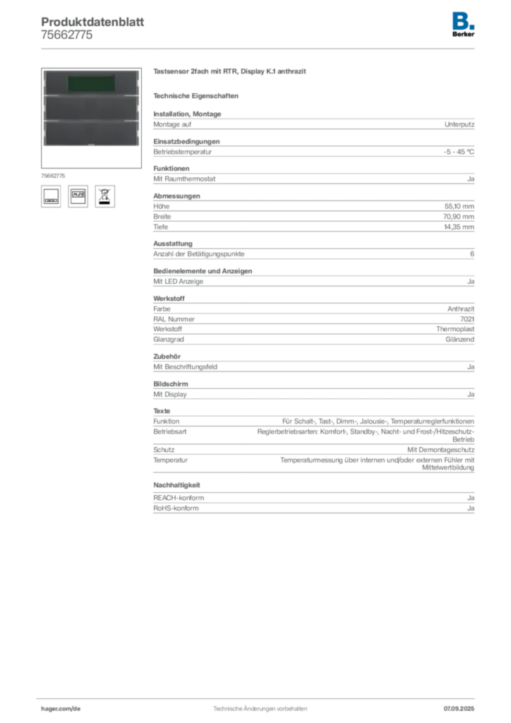 Berker Produktdatenblatt 75662775