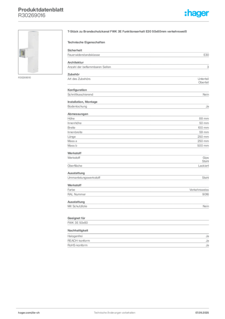 Bild Hager Produktdatenblatt R30269016 | Hager Schweiz