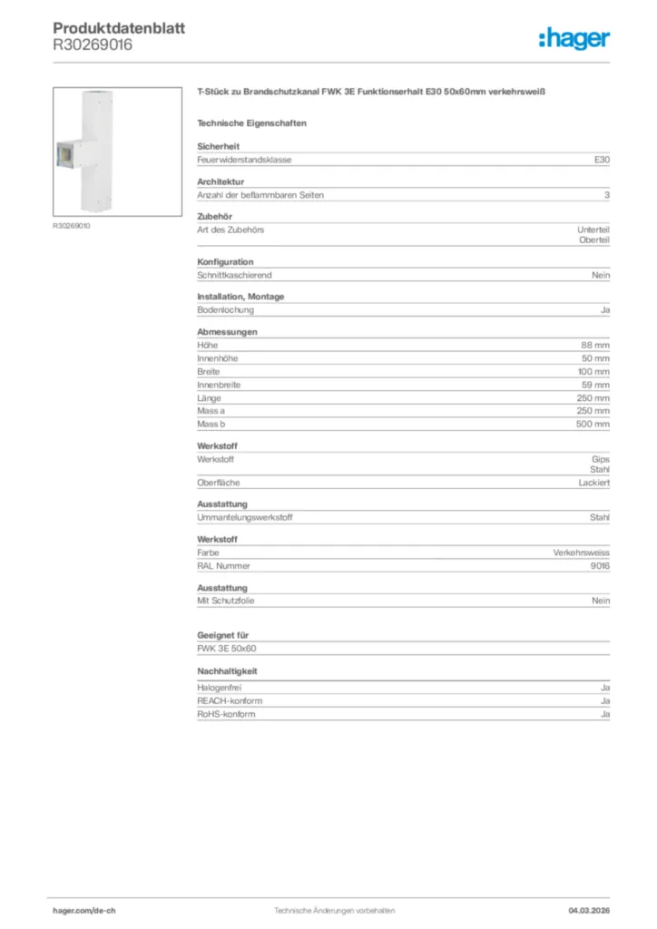 Bild Hager Produktdatenblatt R30269016 | Hager Schweiz