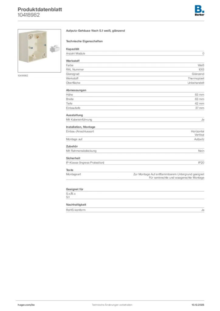 Berker Produktdatenblatt 10418982