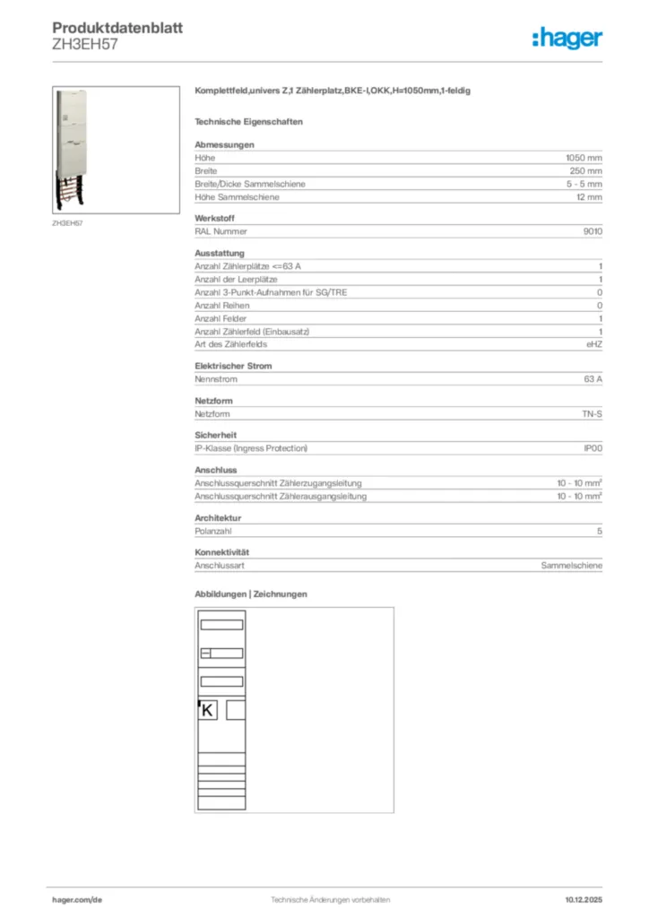 Bild Hager Produktdatenblatt ZH3EH57 | Hager Deutschland