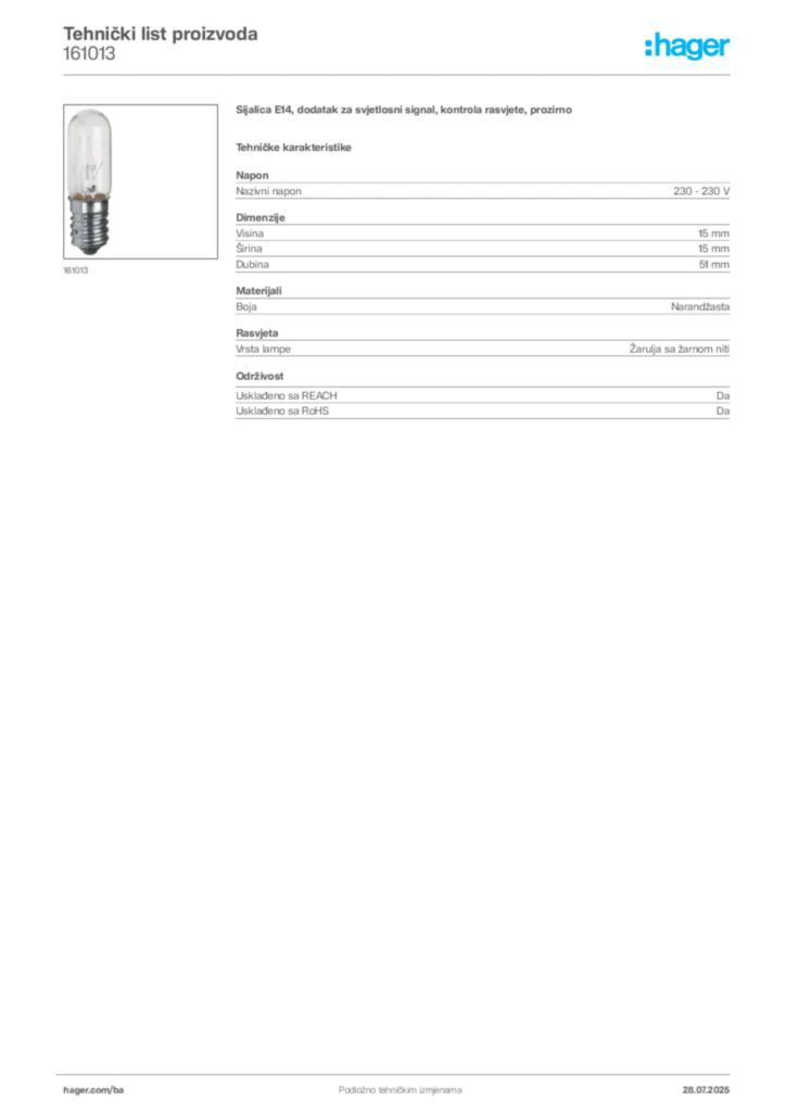 Slika Hager Product data sheet 161013  | Hager