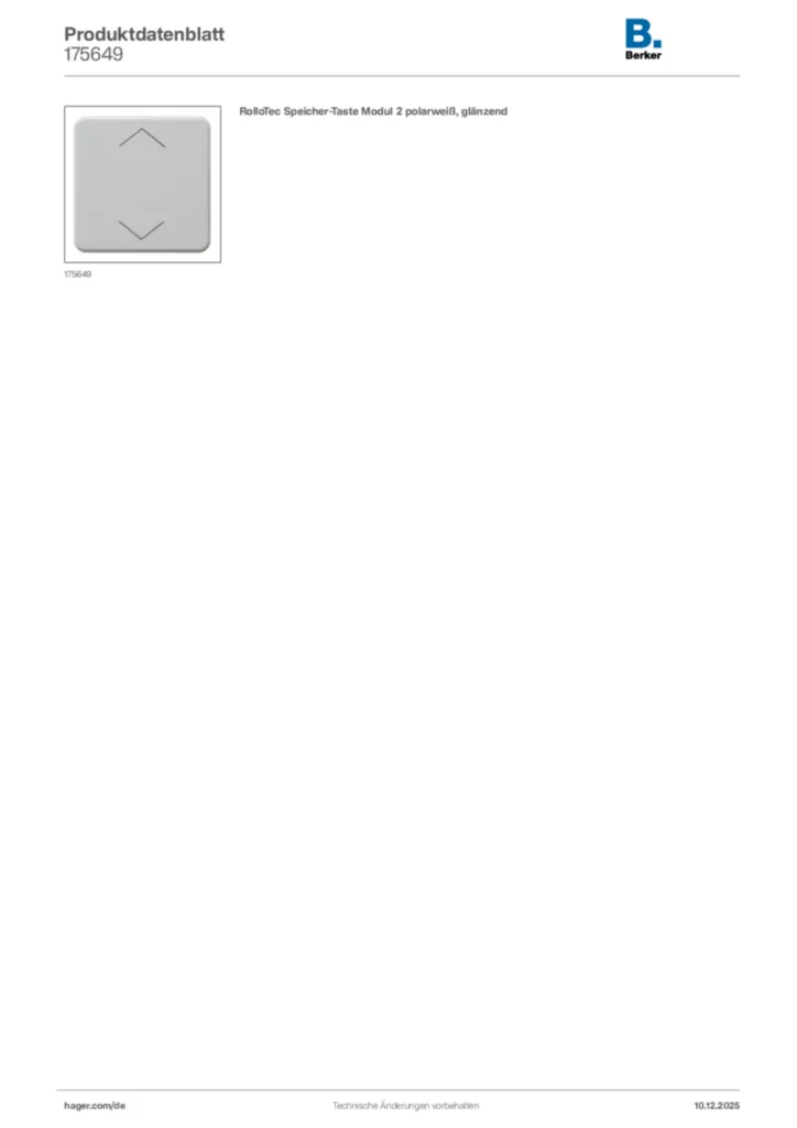Bild Berker Produktdatenblatt 175649 | Hager Deutschland