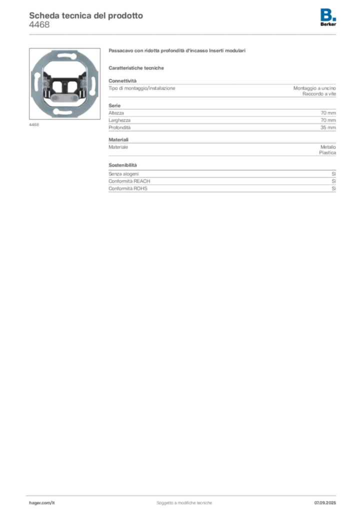 Immagine Berker Scheda tecnica del prodotto 4468 | Hager Italia