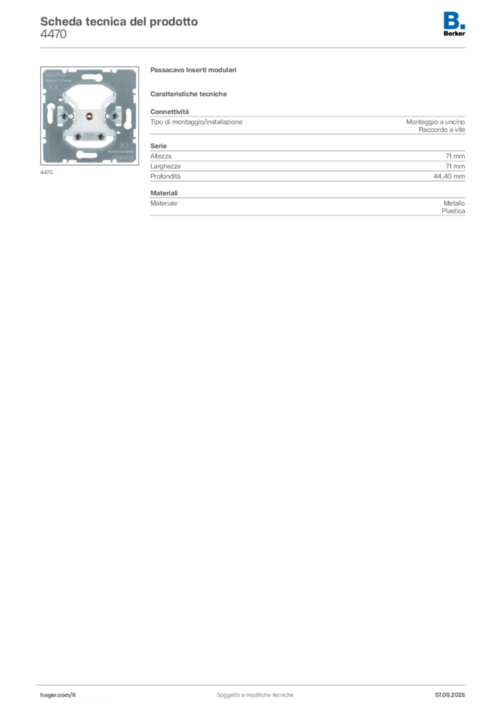 Immagine Berker Scheda tecnica del prodotto 4470 | Hager Italia