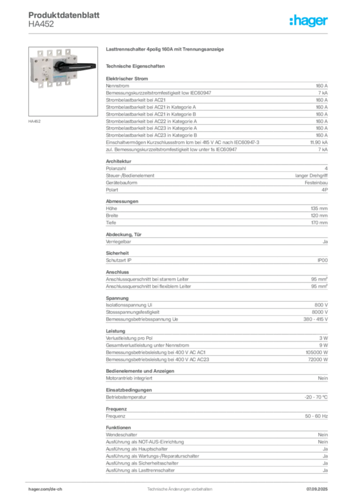 Bild Hager Produktdatenblatt HA452 | Hager Schweiz
