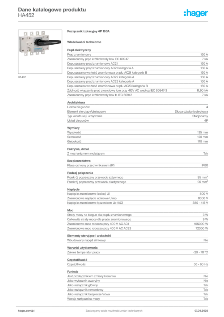 Zdjęcie Hager Dane katalogowe produktu HA452 | Hager Polska