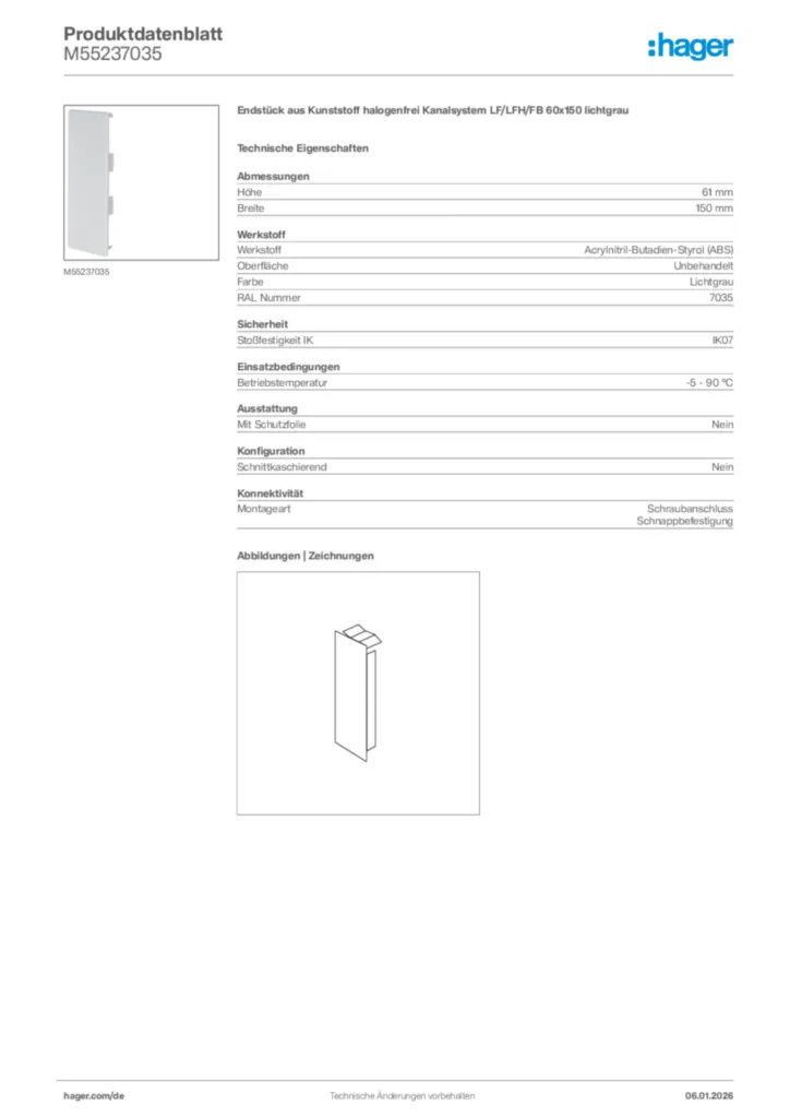 Bild Hager Produktdatenblatt M55237035 | Hager Deutschland