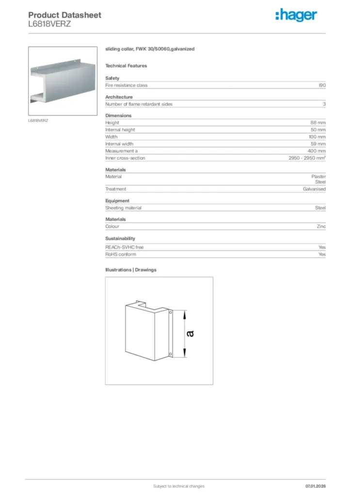 Image Hager Product data sheet L6818VERZ  | Hager Africa
