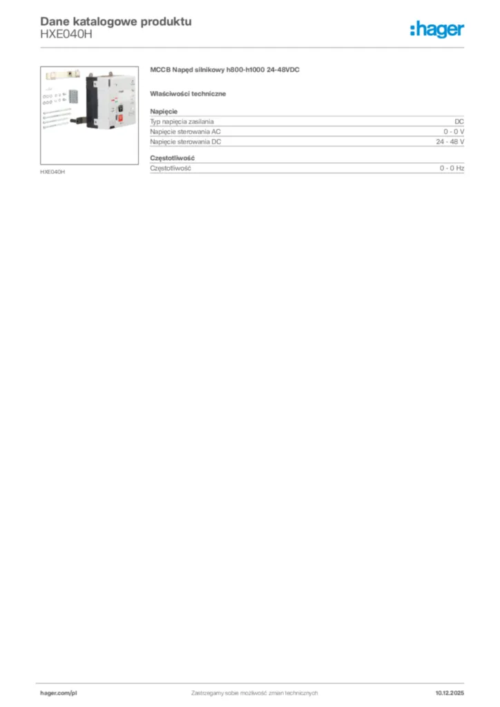 Zdjęcie Hager Dane katalogowe produktu HXE040H | Hager Polska