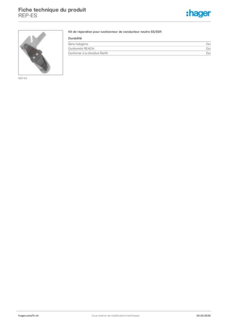 Image Hager Fiche technique du produit REP-ES | Hager Suisse