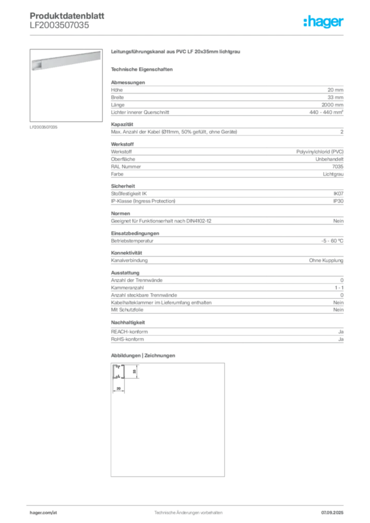 Bild Hager Produktdatenblatt LF2003507035 | Hager Deutschland