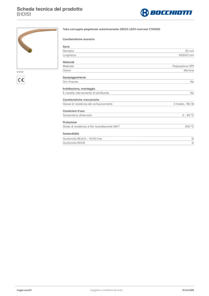 Immagine Bocchiotti Scheda tecnica del prodotto B10151 | Hager Italia