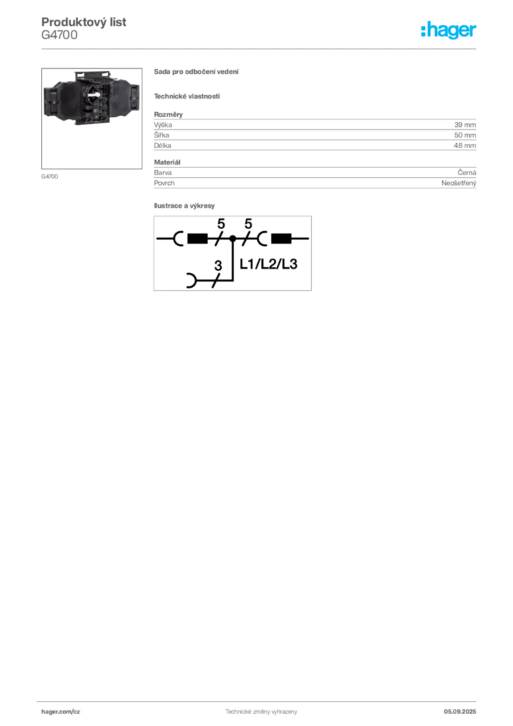 Obrázek Hager Produktový list G4700 | Hager