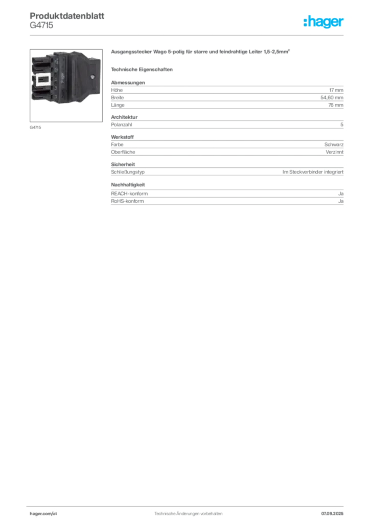 Bild Hager Produktdatenblatt G4715 | Hager Deutschland