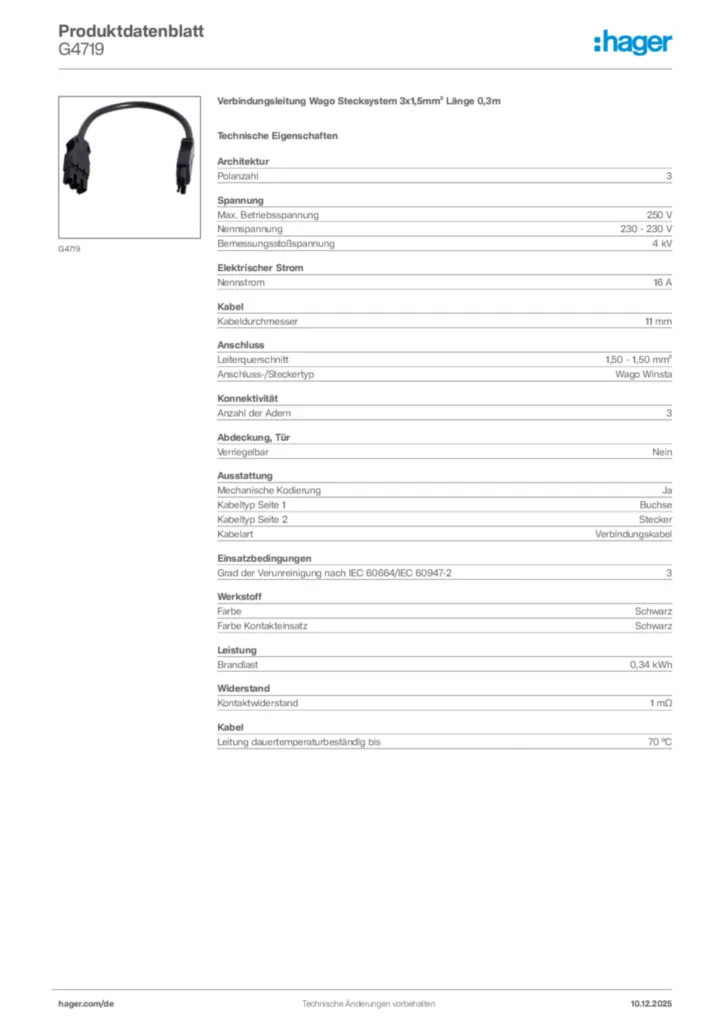 Bild Hager Produktdatenblatt G4719 | Hager Deutschland