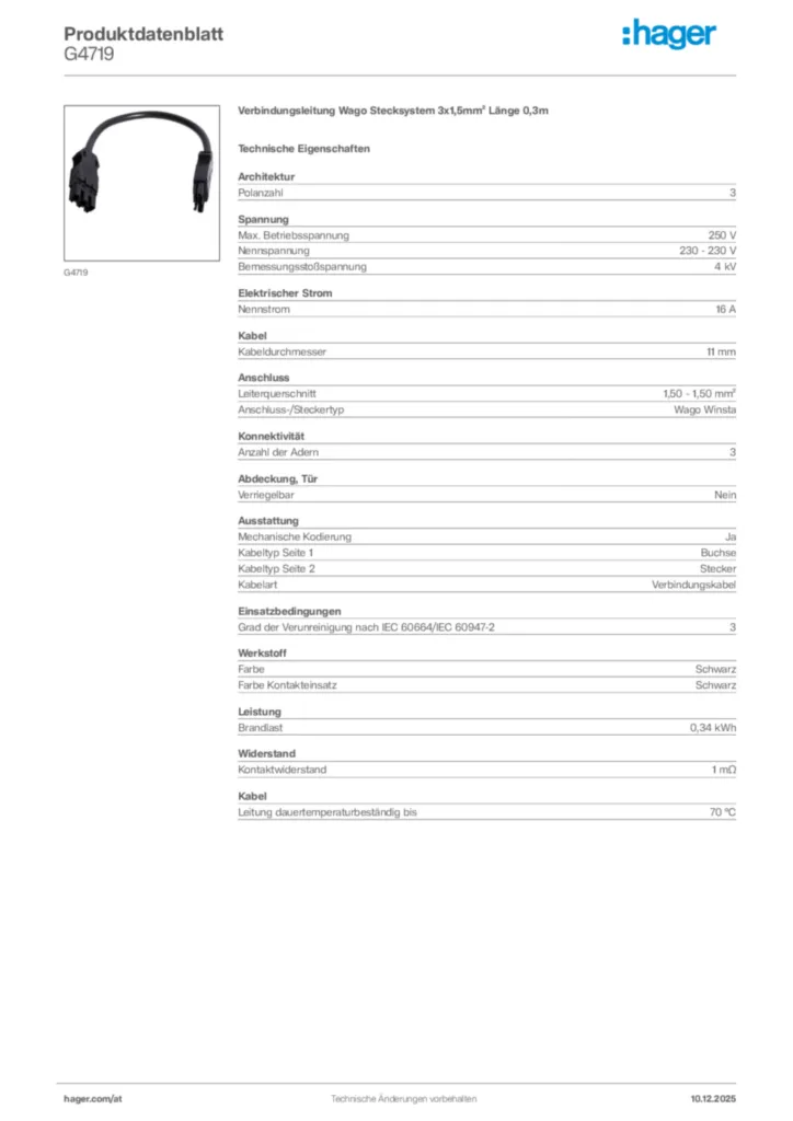 Bild Hager Produktdatenblatt G4719 | Hager Deutschland
