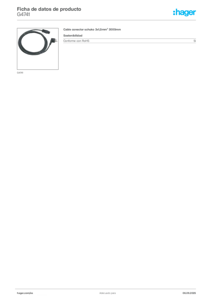 Imagen Hager Ficha de datos de producto G4741 | Hager España