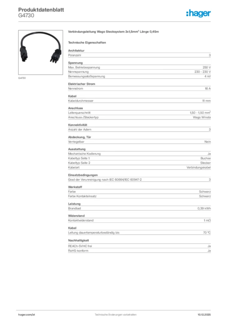 Bild Hager Produktdatenblatt G4730 | Hager Deutschland